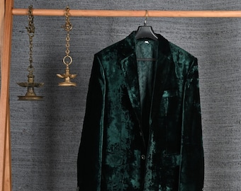 Emerald Green Unisex Velvet Jacket, Jacket For Women, Bespoke, Special Occasion, Wedding Guest Outfit, Traditional Jacket, Event, Gift Ideas