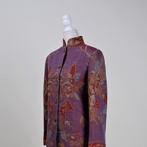 Mauve Floral Cashmere Silk Jacket, Jacket for Women, Cashmere Jacket, Silk Jacket, Women Wedding Jacket, Nehru Collar Jacket, Unisex, Gift
