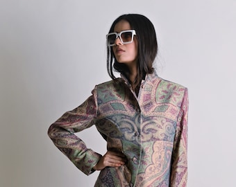 Silk Women Jacket, Paisley Women Cashmere Jacket, Jacket for Women, Nehru Collar Jacket, Women Wedding Jacket, Handmade Cashmere Jacket