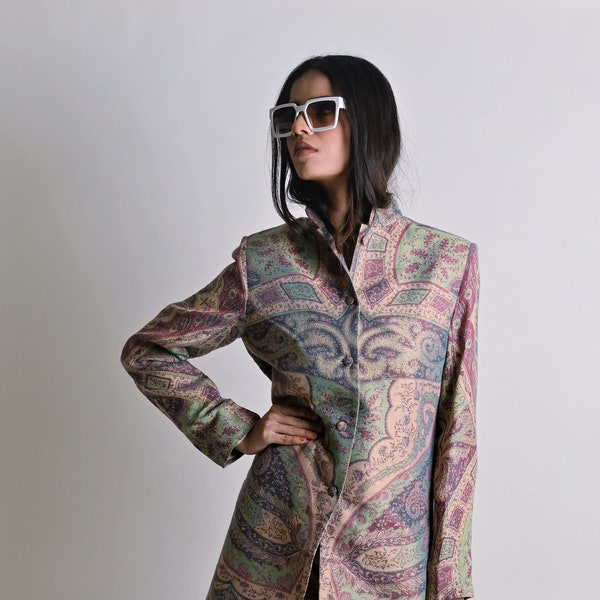 Silk Women Jacket, Paisley Women Cashmere Jacket, Jacket for Women, Nehru Collar Jacket, Women Wedding Jacket, Handmade Cashmere Jacket