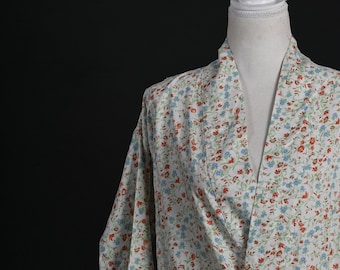 Floral Print Plus Sized Robe, Robe for Women, Dressing Gown, Cotton Kimono Bathrobe, Beach cover up, House Coat, Lounge wear, Gifts Ideas
