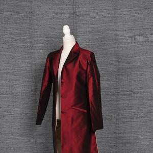 Wine Long Silk Coat, Silk Jacket, Jacket for Women, Wedding Guest Outfit, Special Occasion, Trench Jacket, Unisex, Bespoke, Gift for Him/Her