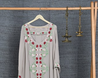 Silver Grey Reversible Dress, Dress for Women, Prom Dress, Floral Embroidered Dress, Wedding Guest Outfit, Bridesmaid Dress, Gift for Her