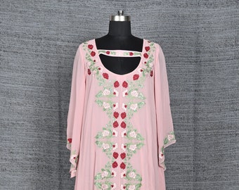 Abito ricamato floreale rosa pastello, abito reversibile, abito da invitata a nozze, abito da donna, abito da ballo, abito da damigella d'onore, regalo per lei
