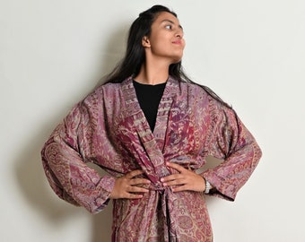 Wine Red Women Dressing Gown, Bridal Robe, Loungwear, Robe for Women, Bathrobe, Silk Kimono Robe, Wedding Morning, House Coat, Gift for Her