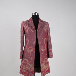 Mauve Cashmere Coat, Silk Coat, Traditional Jacket, Trench Coat, Event, Wedding Guest Outfit, Special Occasion, Unisex, Gift for Him/Jej