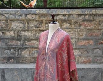Flamingo Pink Reversible Knitted Cape, Cashmere Cape, Front Open Cape, Women Silk Dress, Poncho, Boho Clothing, Plus Size Wool Cape, Gift