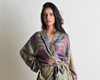 Mauve Silk Kimono Robe, Bathrobe, Loungewear, Dressing Gown, Kaftan, Robes for Women, Bridal Robe, Wedding Morning, House Coat, Gift For Her