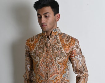 Handmade Men's Blazer, Paisley Design Jacket, Men's Wool Jacket, Jacket For Men's, Indian Men's Jacket, Men's Wedding Jacket, Guest outfit