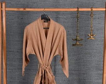 Dark Coral Vicuna Robe, Luxurious Dressing Gown, Kimono Robe, Lounge Wear, Authentic Peruvian Vicuña Fiber, Bath Robe, Unisex, Gift Him/Her