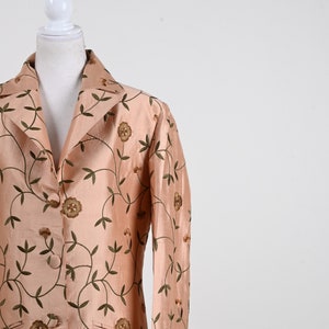 Apricot Women Long Silk Coat, Bespoke, Floral Women Coat, Wedding Guest Outfit, Embroidered, All Size, Unisex Jacket, Gift For Him/Her