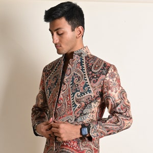 Casaco Paisley Design, Casaco de lã masculino, Blazer masculino feito à mão, Casaco para homens, Casaco indiano masculino, Casaco masculino para casamento, Traje para convidados