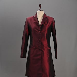 Stylish Plain Silk Long Coat, Silk Jacket, Jacket for Women, Wedding Outfit, Special Occasion, Trench Jacket, Unisex, Bespoke, Gift Ideas