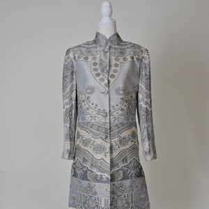 Paisley Alpaca Wool Jacket, Cardigan, Winter Coat, Long Silk Jacket, Unisex Jacket, Handmade Jacket, Wedding Guest Outfit, Gift For Her