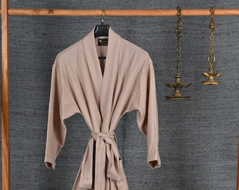 Pastel Pink Luxurious Dressing Gown, Vicuna Robe, Bath Robe, Lounge Wear, Kimono Robe, Authentic Peruvian Vicuña Fiber, Unisex, Gift Him/Her