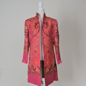 Paisley Alpaca Wool Jacket, Cardigan, Winter Coat, Long Silk Jacket, Unisex Jacket, Handmade Jacket, Wedding Guest Outfit, Gift For Her