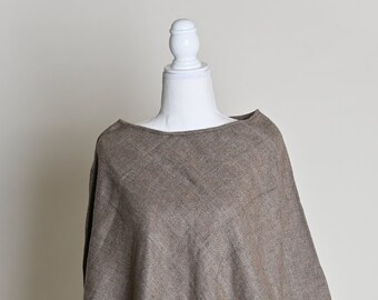 Poncho de lã cashmere marrom: capa de inverno tecida à mão