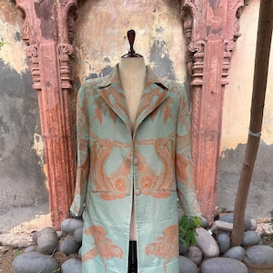 ジャケット・アウター vintage cashmere double long coat ADAMS ROW SZ M/L VTG Cashmere/Wool Men's Charcoal Gray