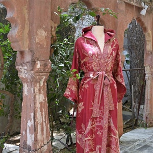 Floral Wool Cardigan, Yak Wool Robe, Floor Length Robe, Robes for Women, Women Dressing Gown, Lounge wear, Beachwear, House Coat, Gift Her