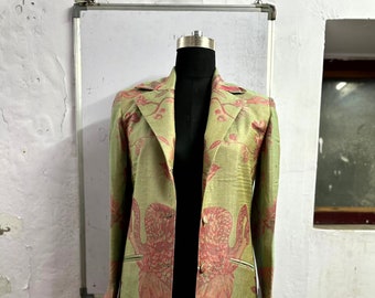 Tea Green Women Coat, Long Silk Coat, Women Cashmere Jacket, Paisley Cashmere Coat, Trench Coat, Wedding Guest Outfit, Cardigan, Gift Ideas