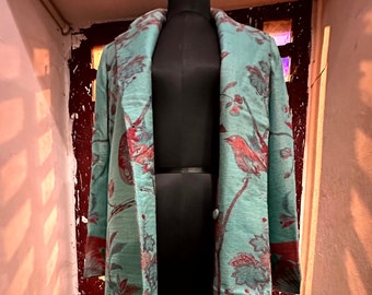 Turquoise Long Silk Coat, Women Cashmere Jacket, Paisley Cashmere Coat, Trench Coat, Women Coat, Wedding Guest Outfit, Cardigan, Gift Ideas