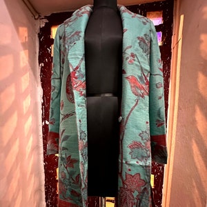 Turquoise Long Silk Coat, Women Cashmere Jacket, Paisley Cashmere Coat, Trench Coat, Women Coat, Wedding Guest Outfit, Cardigan, Gift Ideas