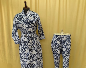 Cotton co-ord set, Floral Design Cotton trendy co-ord suit, Women co-ord set, Floral Cotton shirt and pajama set, Yoga set, Gift for her