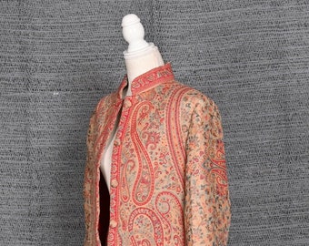 Pfirsich Paisley Frauen Jacke, Frauen Wolle Jacke, Jacke für Frauen, Hochzeitsjacke, Unisex Jacke, besondere Anlässe, Geschenk Idee Sie/Ihn