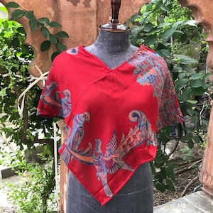 Red Handwoven Poncho, Knitted Poncho, Cashmere Poncho, Women Clothing,  Winter Poncho Cape, Boho Clothing For Girls, Gift for Her