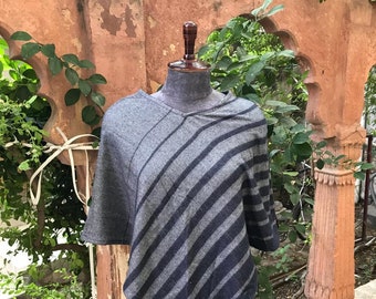 Blue Alpaca Wool Poncho, Winter Poncho Cape, Handwoven Poncho for Women, Knitted Poncho, Boho Clothing For Women, Gift Idea for Her
