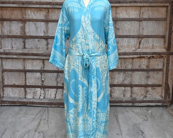 Reversible Dressing Gown, Beachwear, Silk Kimono Robe, Robes for Women, Bathrobe, Bridal Robe, Wedding Morning, House Coat, Gift For Her