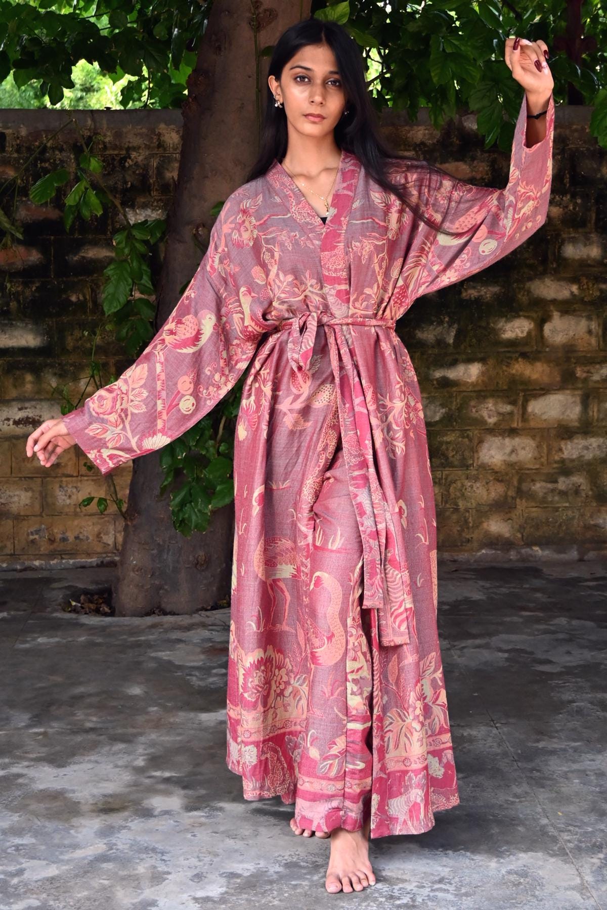 ladies dress colors Amora Mulberry Floral Mesh Maxi Dress - M Size - Women's Dresses