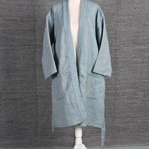 Cadet Blue Vicuna Robe, Luxurious Dressing Gown, Bath Robe, Lounge Wear, Kimono Robe, Authentic Peruvian Vicuña Fiber, Unisex, Gift Him/Her image 4