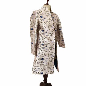Handmade Embroidered Silk Coat: Pale Green Floral Jacket image 7