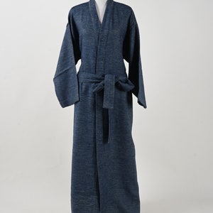 Midnight Blue Cashmere Robe, Dressing Gown, Bath robe, Loungewear, Kimono Robe, Wedding Morning Robe , Unisex House Coat, Gift for Him/Her Cerulean Blue