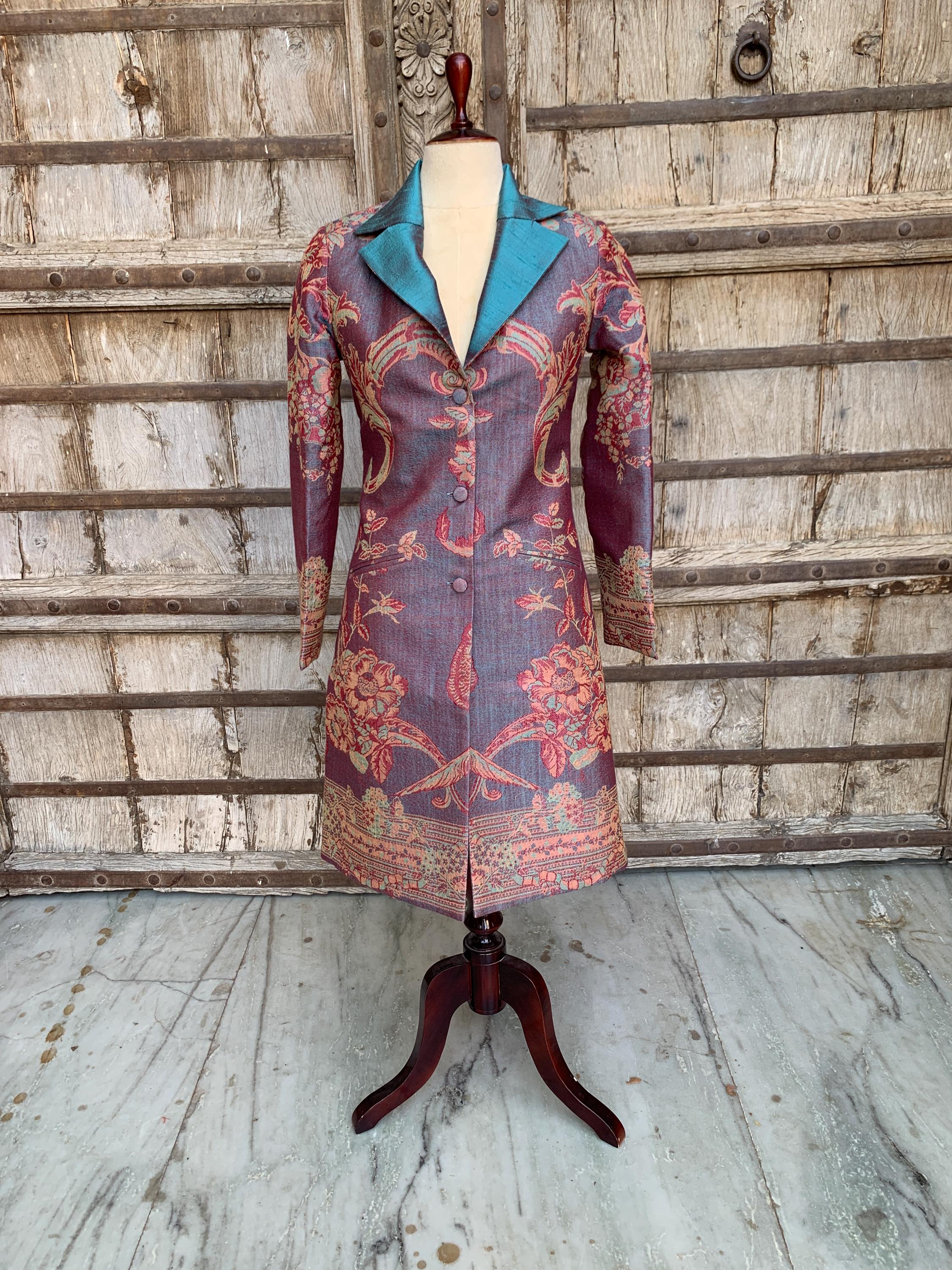 Unisex Stylish Plain Silk Long Coat, Cashmere and Silk Reversible