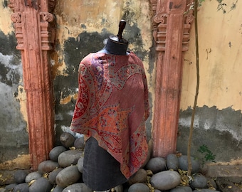 Poncho Paisley Tecido à Mão, Poncho de Malha, Roupas Boho para Meninas, Poncho de Caxemira, Capa de Poncho de Inverno, Roupas Femininas, Presente para Ela