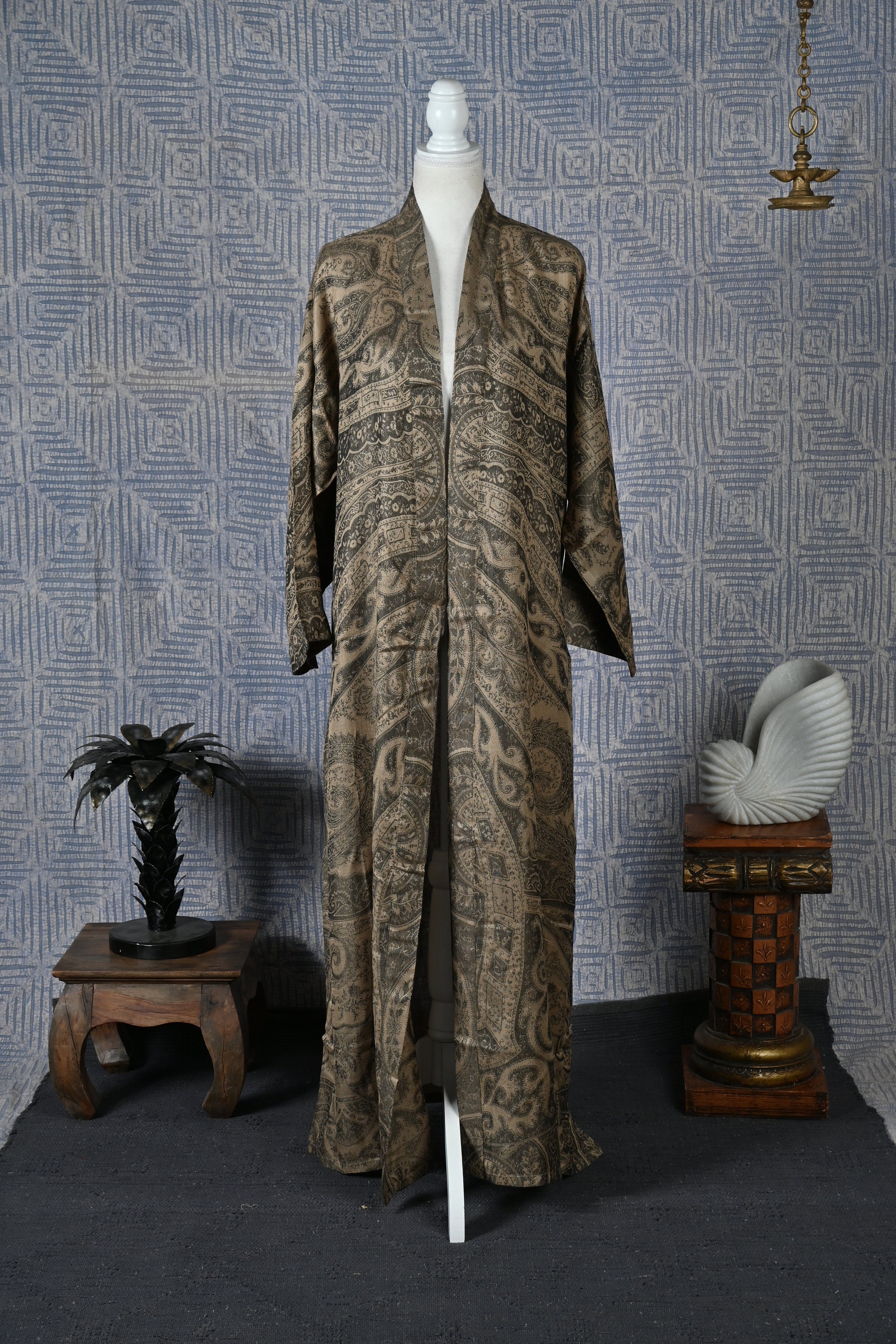 Brown Silk Robe for Men, Dressing Gown, Reversible Robe, Men's Long ...