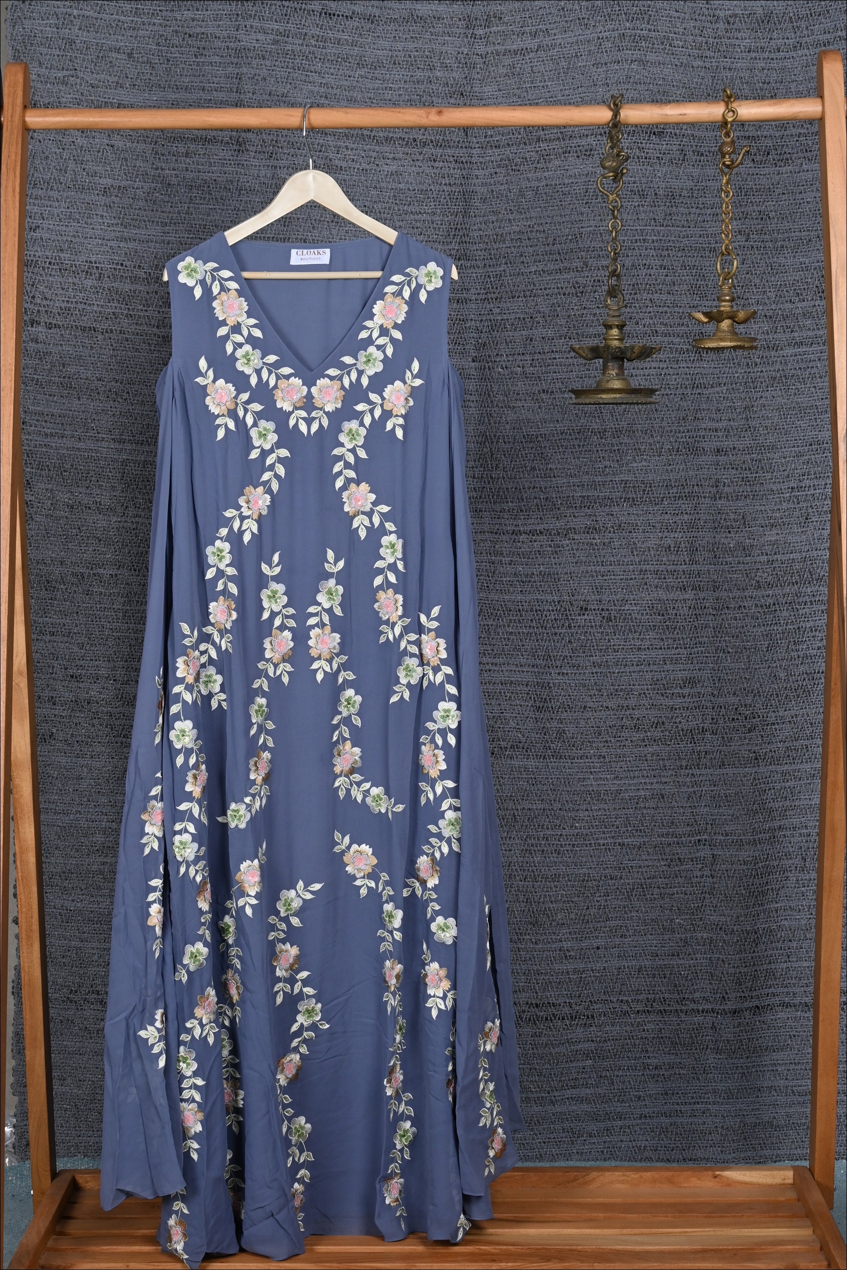 Tufts Blue Evening Dress, Embroidered Flower Dress, Wedding Guest Outfit, Dress for Women, Prom Dress, Bridesmaid Dress, Gift for Her