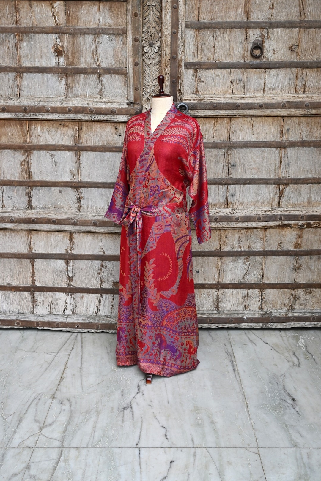 Kimono Batas Rojas Mujer Bata Tipo Kimono De Seda Roja Española