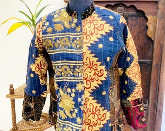 Silk Embroidered Jacket, Cotton Kantha Patchwork Traditional Jacket, Designer Unisex Jacket, Jacket for Women, Wedding Jacket, Gift Ideas