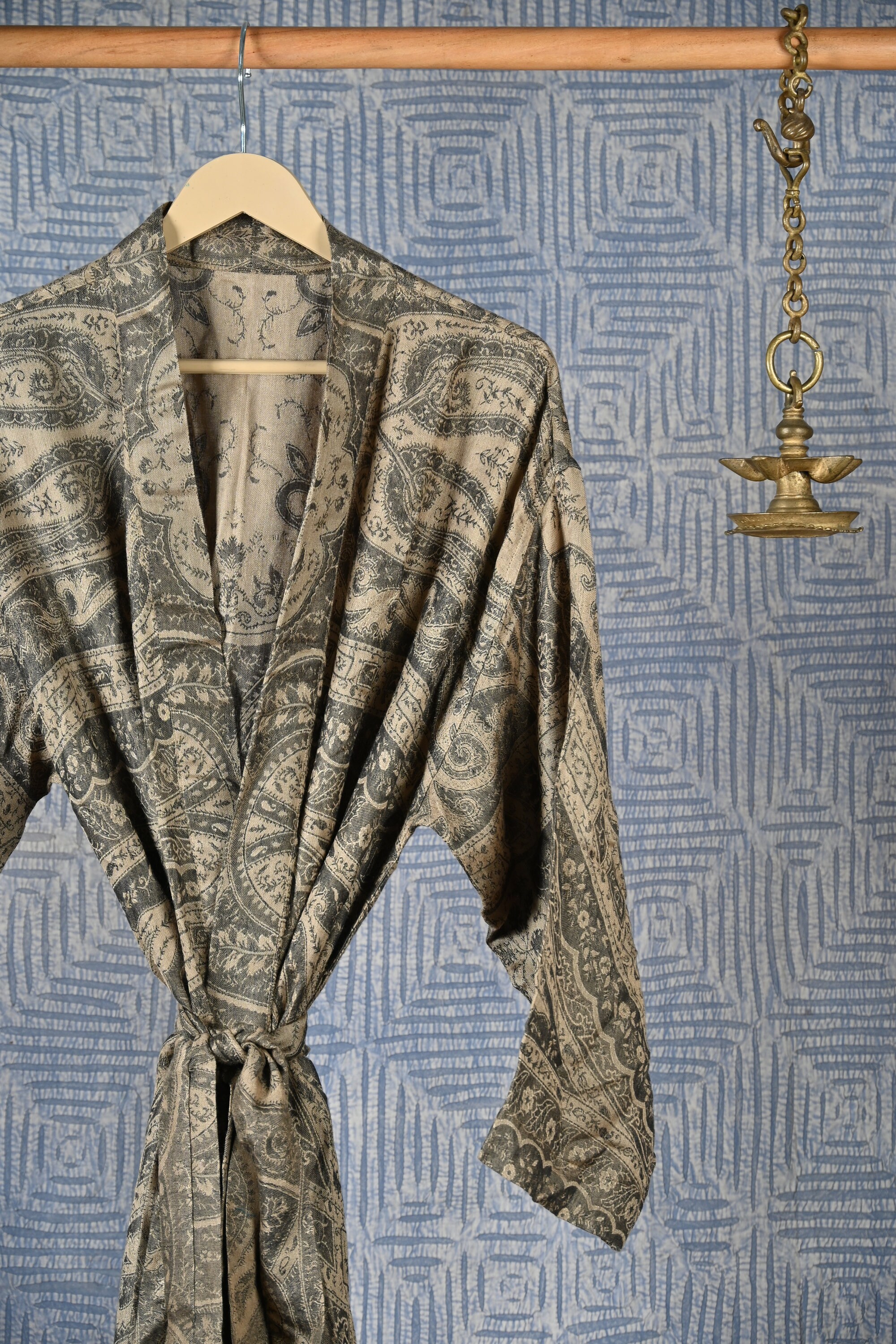 Brown Silk Robe for Men, Dressing Gown, Reversible Robe, Men's Long ...