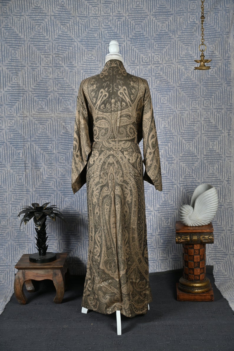 Brown Silk Robe for Men, Dressing Gown, Reversible Robe, Men's Long ...