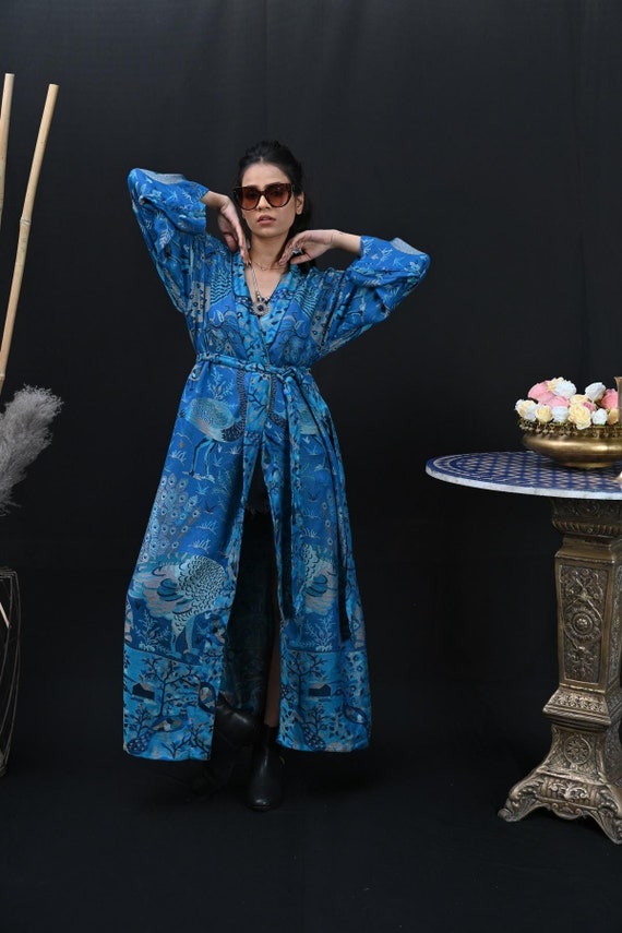 Long Women Dressing Gown, Cashmere Silk Long Robe, Kimono Robe, Cashmere  Kaftan, Bridal Robe, Bathrobe, Lounge wear, Gift for Her