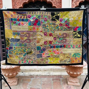 Wall Hanging Rajasthan Embroidery Tapestry, Vintage Runner, Indian Wall hanging Patchwork, Home Furnishing Wall Decor, Home Decor