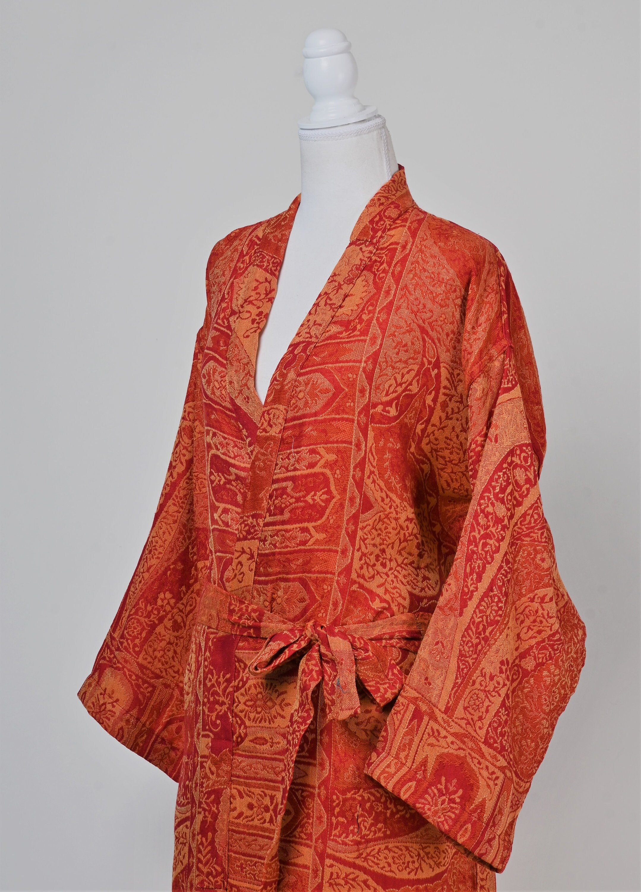 Candy Robe Candy Red House Coat, Long Bathrobes, Women Dressing Gown, Reversible ...