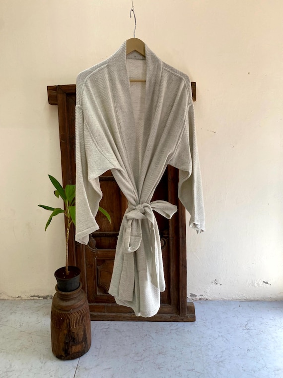 Peignoir court en laine, peignoir court en laine mérinos, peignoir