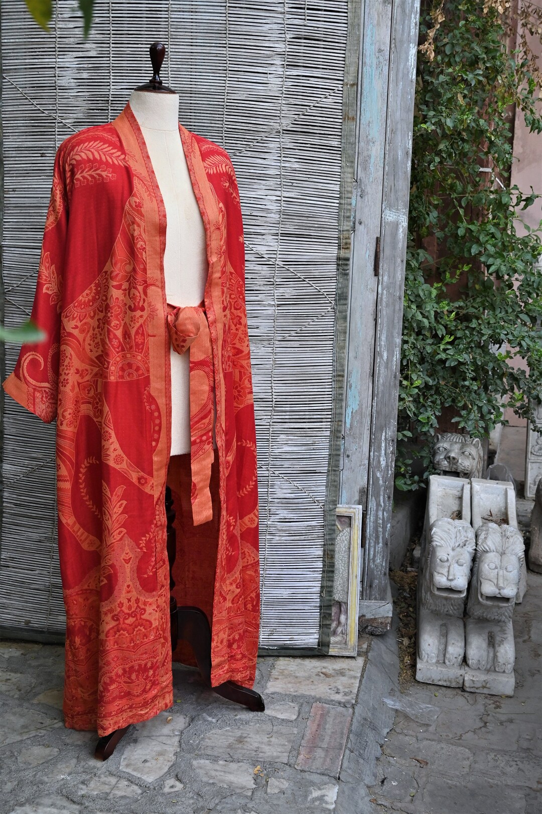 Candy Red Dressing Gown, Beachwear, Silk Kimono Robe, Robes for Women ...