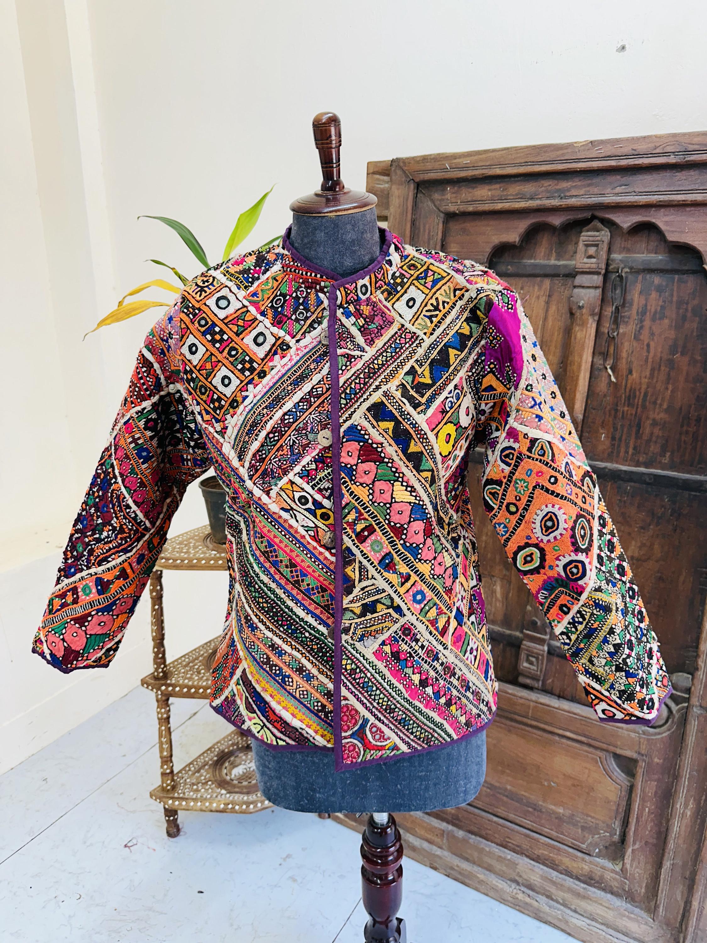 Silk Embroidered Jacket, Cotton With Mirror Work Traditional
