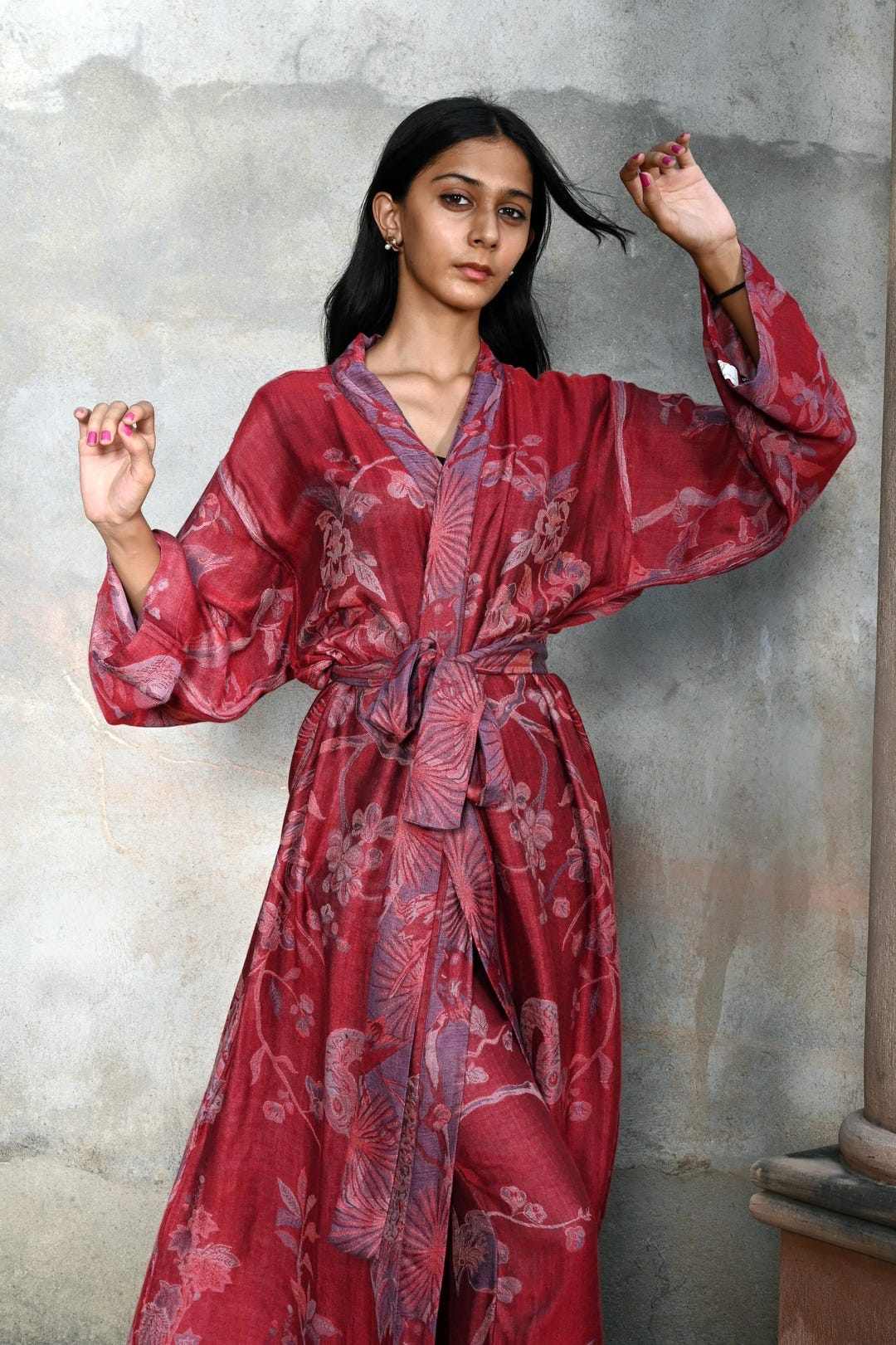Reversible Robe Reversible Cashmere & Silk Kimono Robe: Luxury Lounge Wear, Bathrobe ...